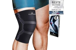 ‎BLACKROX BLACKROX Knee Support Sports Comparison Winner Compression Knee Bandage, Sports Knee Brace, Sports Football, Jogging, Breathable, Elastic, Knee Pads, Knee Support Volleyball for Men and Women (Black,