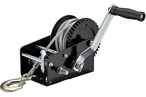 ‎WILTEC Wiltec Handseilwinde bis 1500kg Übersetzung 4:1 8:1 280x240x180mm, Winde mit 10m Seil, Seilwinde handbetrieben, Handseilzug effizient, Forstseilwinde