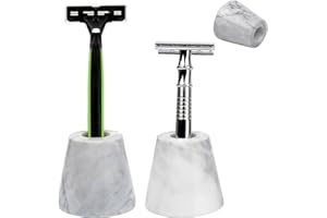 GMYIAK 2 Pcs Marmor Rasierklingenständer, Öffnung Dia 18mm, Schreibtisch Stifthalter, Zahnbürste Rasierklingenständer für Badezimmer Arbeitsplatten