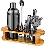 Set Shaker da Cocktail con Supporto, Set Cocktail Professionale in Acciaio Inox, Set Bar 12 pezzi per Miscelare le Bevande, R