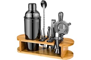 JEEBUU Cocktail Shaker Set mit Ständer, Professionelles Edelstahl Cocktail Set, 12-teiliges Bar Set zum Mixen von Getränken, Geschenke für Frauen Männer Cocktail Liebhaber, Home Essentials Cocktail Shaker