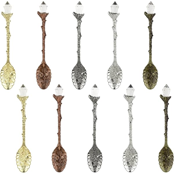 10Pcs Leaf Gold Coffee Spoons And Forks Set, 4.72inch Espresso Tea Stir Spoon Coffee Bar Charcuterie Board, Stainless Steel Small Dessert Demitasse Spoons Sugar, Cake Slim P 306362438 - View #2