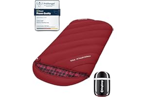 KingCamp Saco de Dormir XXL de Franela de algodón para Adultos, Saco de Dormir Grande de Invierno para Camping 4 Estaciones, Viajes y Actividades al Aire Libre, 220x100 cm