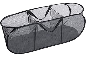 COSYSPARKS Panier à linge pliable, Mesh Pop Up panier a linge noir panier à linge 3 compartiments panière à linge pliable pour panier de rangement pour jouets à linge