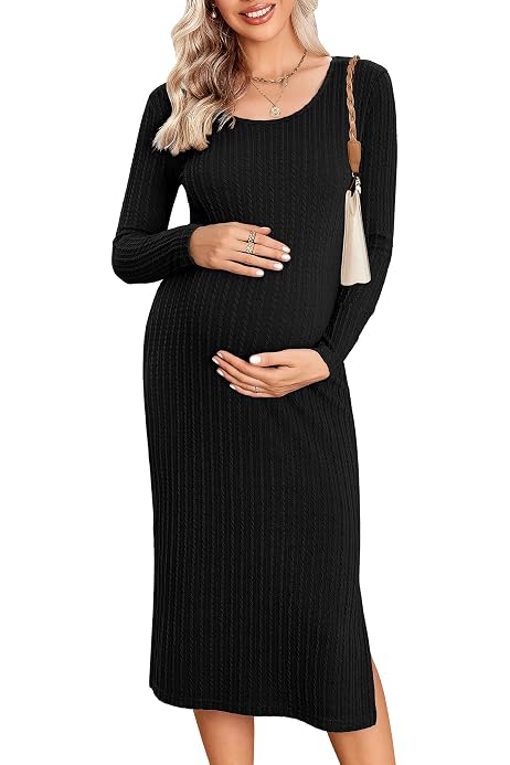 amazon maternity maxi dress WenaZao Women Maternity Maxi Dress Low Scoop Neck Short Sleeve Open Back  Dresses Casual Summer Pregnant Outfit Baby Shower (White, S) at Amazon  Women's Clothing store