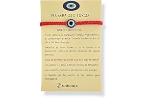 SabelAX Ojo Turco Pulsera, Hilo color Rojo, Amuleto Proteccion Mal de Ojo y Buena Suerte, Unisex para Mujer y Hombre, Pulsera Amistad Ajustable