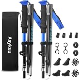 Anykuu Bastones de Senderismo y Trekking Plegables 2PCS Aluminio 7075 | Ajustables 110-130 cm Mango EVA antideslizante, cierr