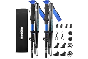 ‎ANYKUU Anykuu Wanderstöcke 2PCS Verstellbar 110-130cm Walking Stöcke 7075 Aluminium Ultraleichte Trekkingstöcke mit 6 Paar Zubehör Hiking Poles für All Terrain Walking Poles zum Wandern Skifahren