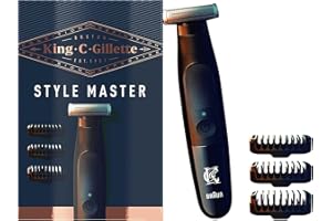 KING C. GILLETTE King C Gillette Style Master - Recortadora de barba para hombre, sin cables, para recortar, perfilar y perfeccionar la barba, con hoja 4D y 3 peines de 1, 3 y 5 mm