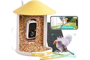 Netvue by Birdfy -Comedero Pájaros con Cámara, Observación de Aves Cámara con Batería & Solar, Reconocimiento de Especies de Aves AI, Captura Automática de Imagen/Video, Casa de Pájaros con Cámara
