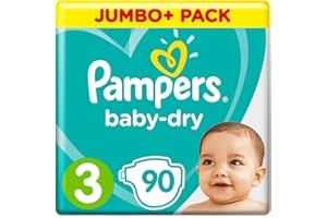 Pampers - Baby Dry - Pannolini taglia 3 (5-9 kg) - Jumbo+ Pack (x90 strati)