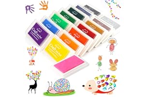 Ksvaye 15 Farben Stempelkissen Kinder Ungiftig Abwaschbar 7,5 x 5,5 cm Stempelkissen Bunt Fingerabdruck Set Fingerstempelfarbe Stamp Pad für Silikonstempel Scrapbook Papier Handwerk Malerei