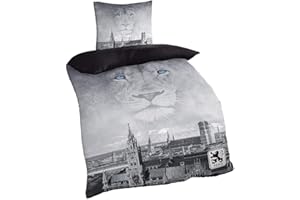 CATRY TSV 1860 München Bettwäsche - Skyline - 2-teilig (Bezug, Kissen) - Plus Lesezeichen Wir lieben Fußball