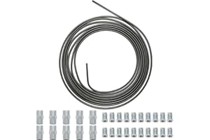 Hoypeyfiy 5 m Bremsleitung Durchmesser 4,75 mm, 20 Schrauben und 10 Verbinder, 3/16 Zoll Bremsleitungssatz für Bördelgerät