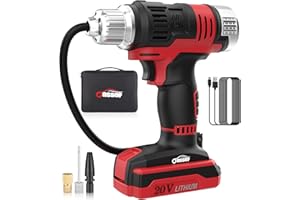 Oasser Compresor Aire Coche Portátil Inflador Neumático 20V, Bomba Eléctrico sin Cable con Batería Li-Ion, Medidor de Presión Digital LCD Luz LED Cable USB para Neumático de Coche y Otros Inflables