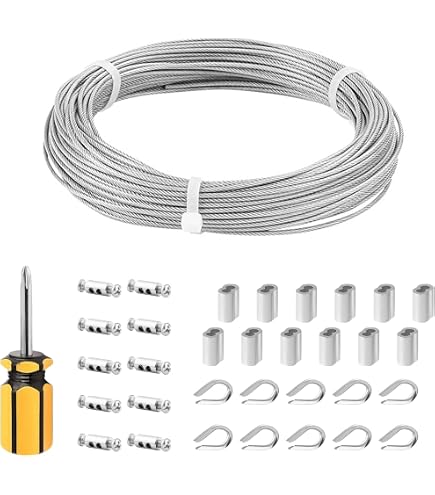 Set Fune Metallica 50m In Acciaio Inox - Per Recinzioni, Piante E Biancheria - Foto 3