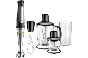 BRAUN MQ7045X Stavmixer, Svart, 6.8 x 6.8 x 39 cm | Dykblandare, ACTIVEBlade-teknik, Easy SmartSpeed, 350 ml huggare, visp i rostfritt stål, mugg 600 ml, MQ7045X