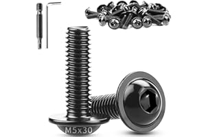 TXXATX 30 Pièces Vis M5 Vis à Tête Bombée avec Bride M5x30mm ISO 7380-2 Acier Inoxydable A2 V2A Tête Hexagonale Creuse avec Embout et Clé pour Pieds de Table Construction Automobile Wakeboard