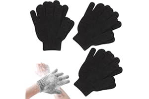 ANEI Peeling-Handschuhe, Bade- und Körperpeeling-Handschuhe, Bambus-Duschhandschuhe, entfernt eingewachsene Haare und abgestorbene Haut, für Dusche, Spa (3Black)