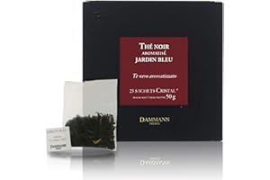 PASSERINI Dammann Jardin Bleu - Thé noir parfumé à la rhubarbe et aux fraise, 25 sachets cristal - Dammann Frères