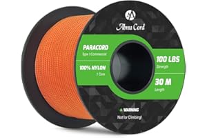 Abma Cord Paracorde 2mm Corde 30m 100% Nylon 1 Brin Type I Corde de Survie, Corde Extérieure - Max. 45 kg - Orange