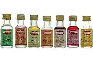 PREEMA 7 x ESSENCE - STRAWBERRY ESSENCE, ORANGE ESSENCE, VANILLA ESSENCE, PINEAPPLE ESSENCE, COCONUT ESSENCE, BANANA ESSENCE, ALMOND ESSENCE EXTRACT LIQUID COOKING FOOD CAKES BAKING FLAVOUR MAY VARY