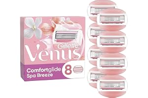 Gillette Venus ComfortGlide Spa Breeze Razor Blades Women, Pack of 8 Razor Blade Refills, Lubrastrip with A Touch of Botanical Oils