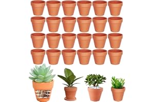 Cerkkapo 24 Stück 5 X 5.5 cm Terrakotta Topf,Tontöpfe Klein mit Abflussloch,Kleine Tontöpfe zum Basteln,Mini Terrakotta Tontöpfe,Wiederverwendbar Tontopf,Terracotta Blumentopf Pflanzen für Zimmer Büro