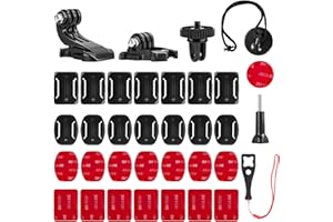 MINISOISO Casco Cámara, 35 Piezas Soporte Curvado y Plano, Adhesivo de Montaje Compatibles con GoPro Hero 4/5/6/7/8 y Otras Cámaras de Acción