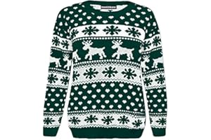 Hamishkane New Kids Girls Boys Xmas Reindeer Snowflake Knitted Christmas Novelty Jumper Top