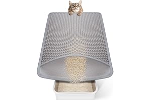 Conlun Tapis de litière pour chat, design nid d'abeille, double couche, matériau imperméable et urine, tapis de bac à litière pour chat, 58 x 42 cm, gris