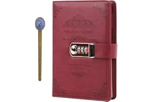 IPENNY Bloc-Notes A6 Sous-Notebook Diary avec Verrouillage Bloc-Notes de couleur Journal de Serrure à Combinaison Carnet Secret Carnet de Cadenas Bloc-Notes de étudiant (rouge)