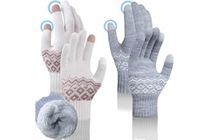 NLAND Guantes de Punto Guantes Pantalla Táctil para Mujer Hombre Manoplas Unisex Guantes Invierno de Ciclismo 2 Pares