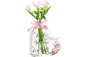 EYEZEEPTION Mama Beste Mama der Welt Herz Acrylic Vase für Blumen Geschenk, Geburtstagsgeschenk Flower Vase, Geschenk Geburtstag Muttertag Christmas Decoration