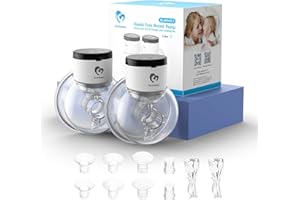 Bellababy Wearable Breast Pump, Portable Wireless Wearable Breast Pump with Touchscreen LCD Display 4 Modes & 6 Levels, (Extra Insert Size:17mm,19mm,21mm)