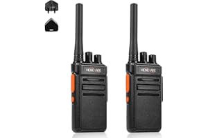 HESENATE HT66 PMR446 License-Free Walkie Talkies - Long Range Two-Way Radio, USB-C Rechargeable 16 Channel VOX Hands-Free, for Business Outdoor Camping Construction (2 Pack, Black)