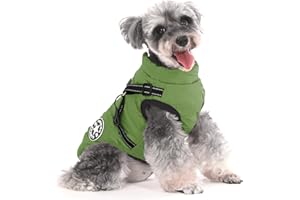 Aywoja Warme Hundemantel Winter, Hundemantel mit Geschirr, Hundemantel für Kleine Hunde Hundemantel Wasserdicht Maschinen Waschbarer Reflektierender Streifen Design Haltbarer D-Ring