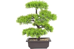 puseky Árbol de pino artificial bonsái con diseño de árbol de imitación en maceta para decoración de hogar y oficina