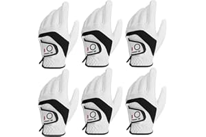 AXKAL Lot de 6 gants de golf pour homme droitier gauche en cuir cabretta toutes saisons - Gants de golf respirants et durables - Prise en main souple et confortable