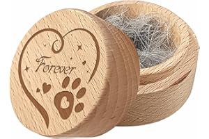 CREATCABIN Urna Funeraria Legno Roton Animali Domestici Ceneri Cani Gatti Peli Animali Scato Ricordo Cuore Sempre Urne Decorative Legno Acacia Urna Funeraria Animali Domestici Commemorativa 5x4cm