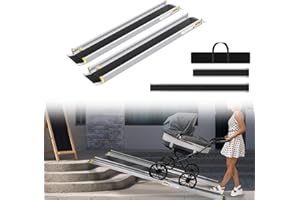 ‎FROADP Froadp 2 x Wheelchair Ramps for Stairs Telescopic Ramps for Wheelchair Aluminium Loading Ramp up to 300 kg Load Capacity 106.5-152-183 cm Adjustable Telescopic Ramp
