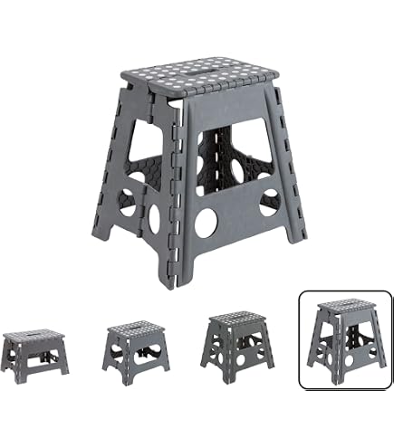 Sgabello Pieghevole HOUSE DAY 40 Cm – Portatile, In Plastica PP, Antiscivolo, Capacità 136 Kg, Per Bagno, Campeggio E Uso Multiscenario, Bianco