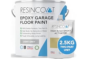 Resincoat - HB Epoxy Concrete Garage Floor Paint - Manufactured In The UK Buy Direct. Oil & Petrol Resistant, Solvent Free. 2.5kg, Light Grey