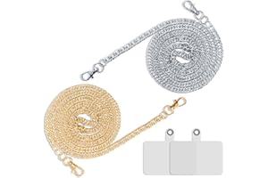 Pnakqil 2 Piezas Cadena de Bolso con Hebillas con 2 Piezas Lanyard Spacer,Correas de Cadena Bolso Monedero Reemplazo,Bolso Hombro Cadena,Cuero Repuesto para Bolso Cell Phone Lanyard Strap(Plata+Oro)