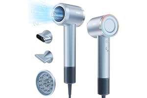 YASHE Hair Dryer, 110,000 RPM High-Speed Brushless Motor, Low Noise Fast Drying 22m/s, Hairdryers for Women & Men, 1 Diffuser and 2 Concentrator, Negative Ionic Blow Dryer for Salon Home Travel