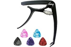 AONAT Kapodaster do gitary, kapodaster, kapodaster, kapodaster, z 5 lampami, capo do gitary westernowej, gitary akustycznej, gitary koncertowej, gitary elektrycznej i ukulele (czarny)