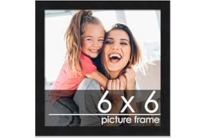 Poster Palooza 6x6 Contemporary Black Wood Picture Square Frame - Picture Frame Includes UV Acrylic, Foam Board Backing, & Hanging Hardware!