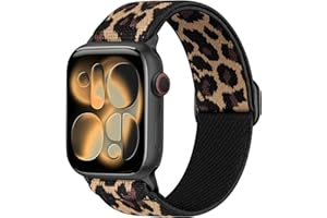 Ynitec Leopardenmuster Ersatzarmband Kompatibel mit Apple Watch Armband 40mm 41mm 42mm 44mm 45mm 46mm 49mm 38mm, Loop Nylon Leo Armbänder für iWatch Series 11 10 9 8 7 6 5 4 SE Herren Damen, Leopard
