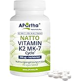 APOrtha Vitamin K2 MK7 200 µg 99+% ALL-Trans, 190 Tabletten hochdosiert vegan, Hochwertiges Natto K2 Vitamin leicht zu schluc