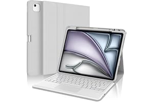 SENGBIRCH Coque Clavier pour iPad Air 13" M3 2025/M2 2024 - AZERTY Français Clavier avec pavé Tactile, Détachable sans Fil Bluetooth Trackpad Keyboard, Étui pour iPad Pro 12.9" (6e-3e), Noir